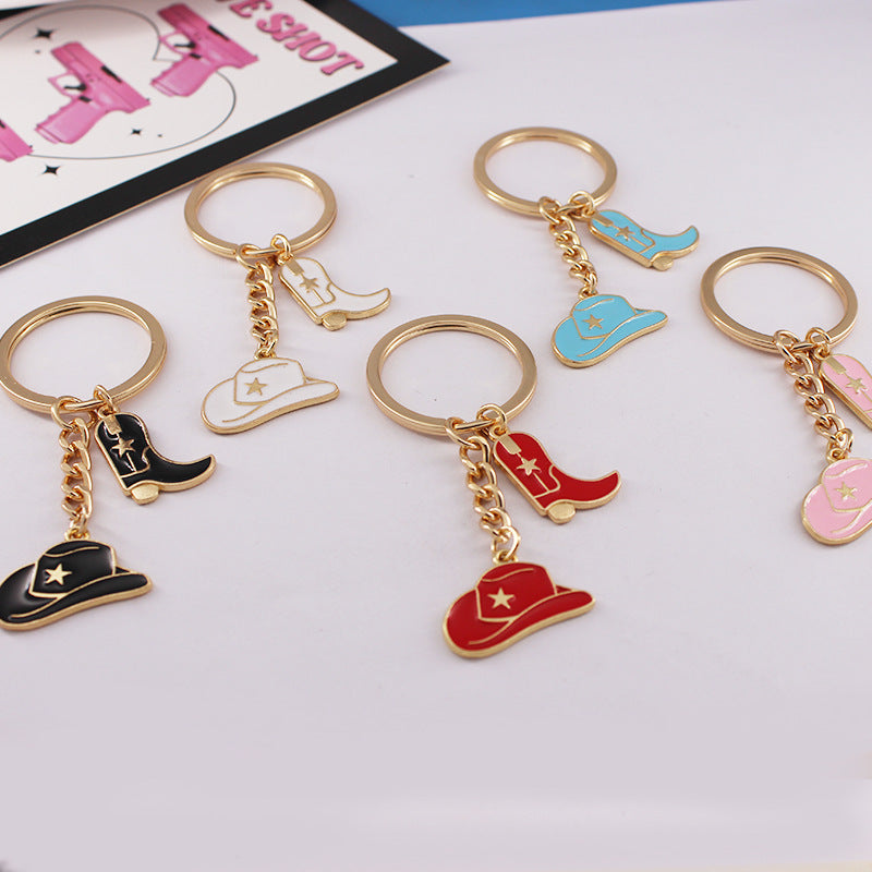 Wholesale Western Style Cowboy Hat Cowboy Boots Alloy Keychain ACC-KC-QiChen005