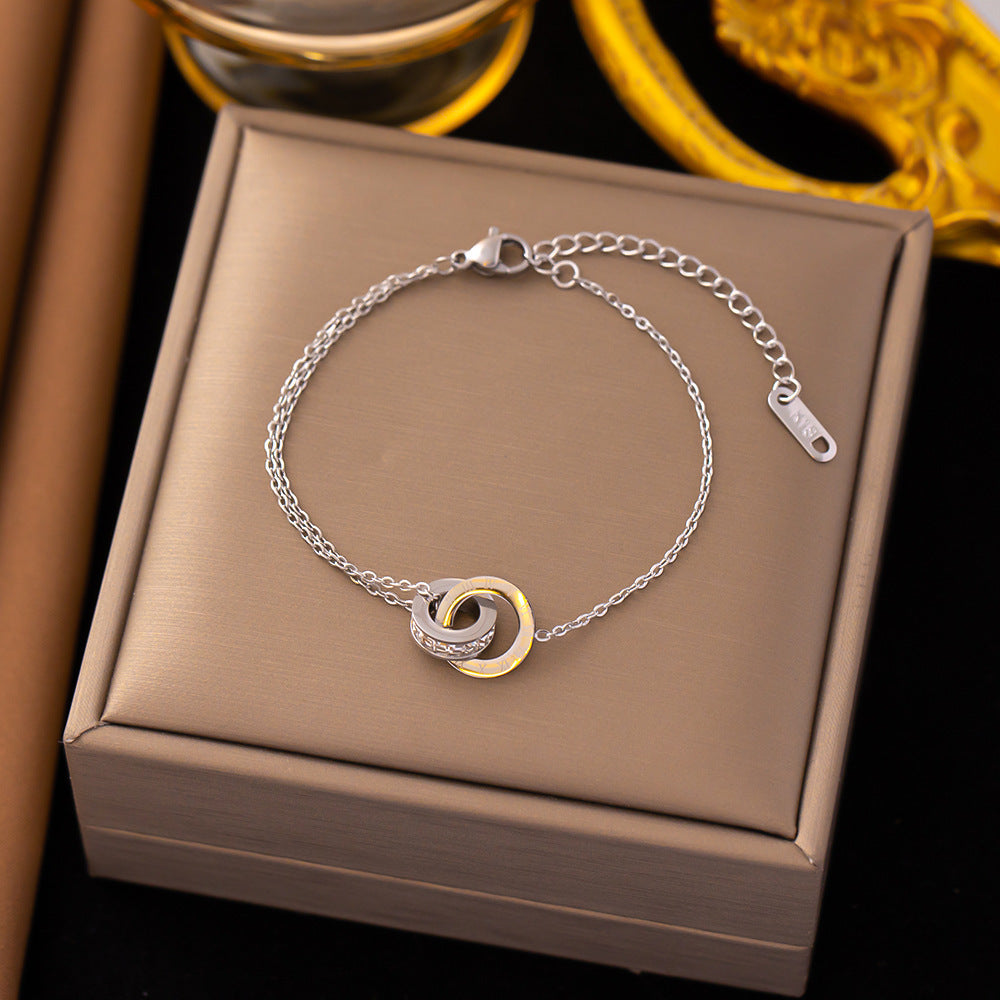 Wholesale Titanium Steel Bracelet Love Double Layer Bracelet ACC-BT-Qinji003