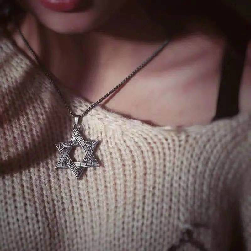 Wholesale Six-pointed Star Necklace Men's Sweater Necklace ACC-NE-Hany002