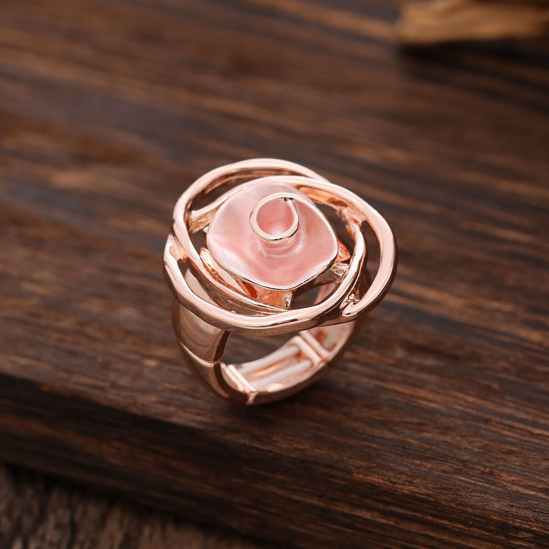 Wholesale Elastic Alloy Rose Flower Ring