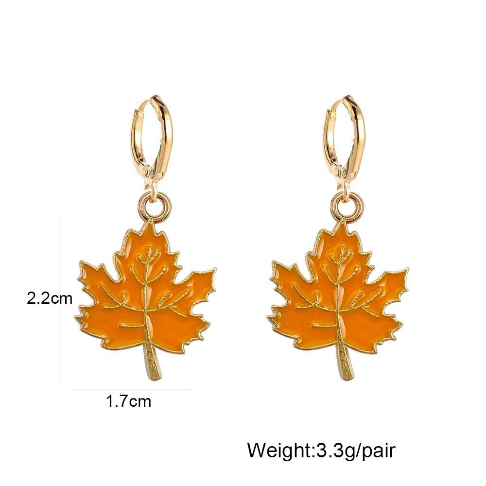 Wholesale Thanksgiving Turkey Truck Pumpkin Maple Leaf Alloy Oil Drop Earrings ACC-ES-ChenY049