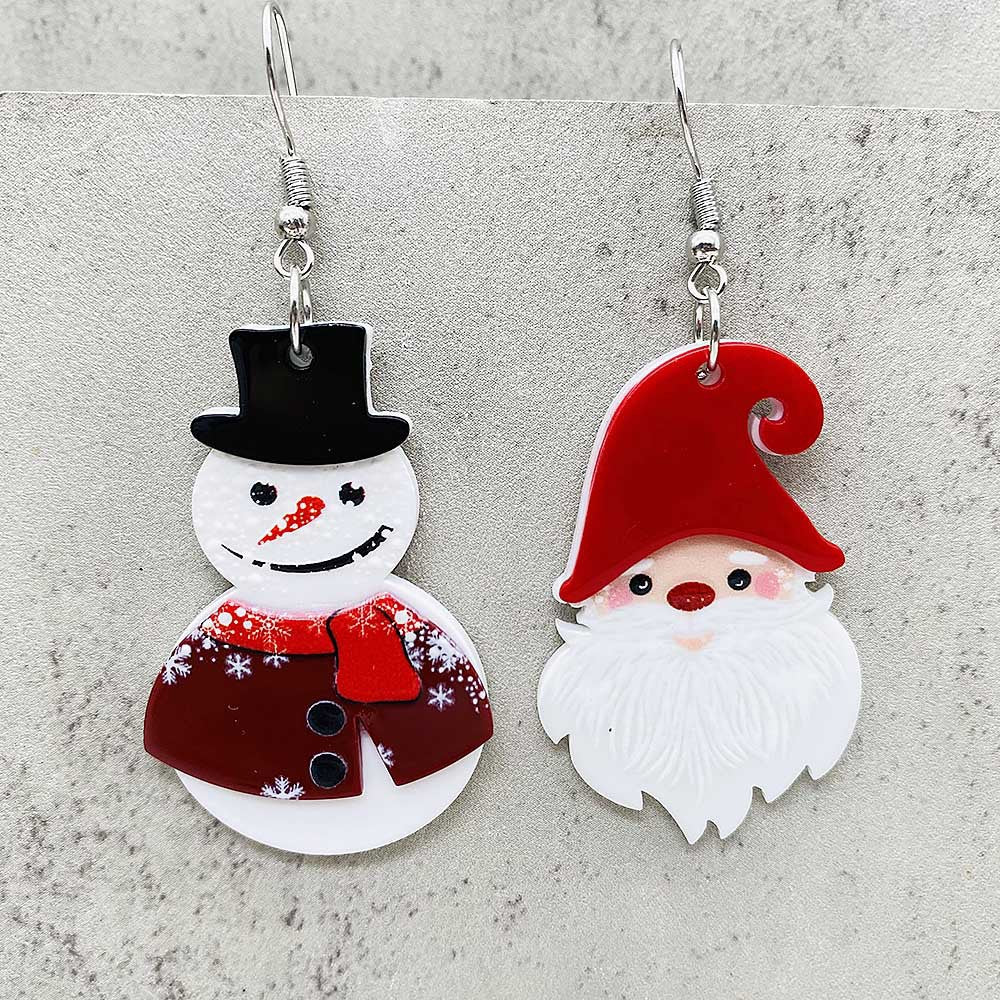 Wholesale  Christmas Earrings Stereo Snowman Dwarf  Santa Claus Acrylic Earrings