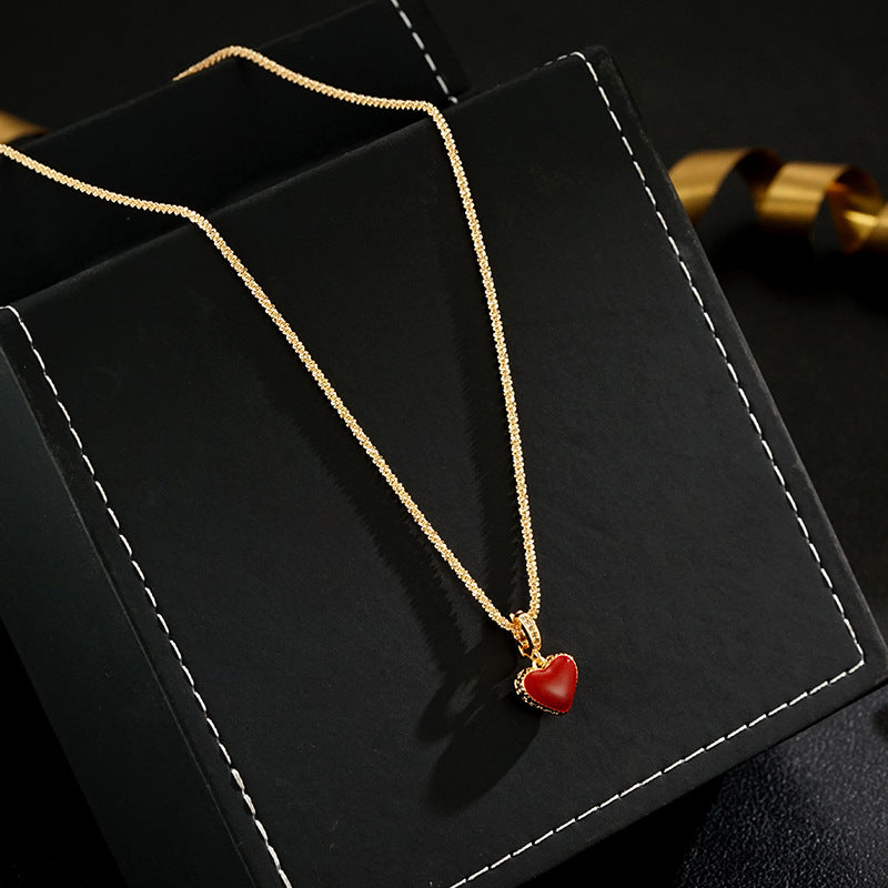 Wholesale Luxury Retro Red and White Love Double-Sided Necklace