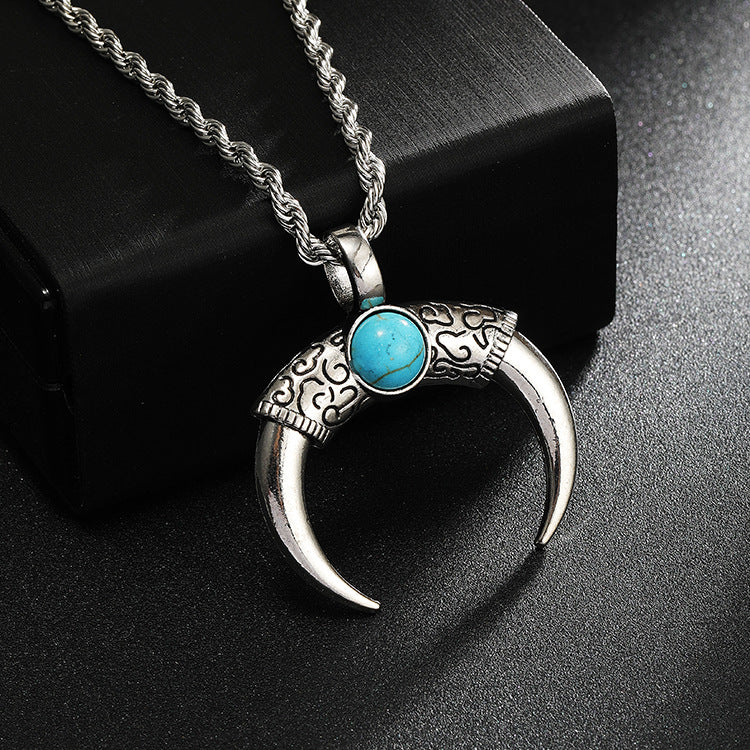 Wholesale Turquoise Crescent Pendant Necklace ACC-NE-Yuj004