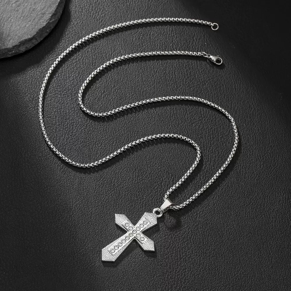 Wholesale Hip Hop Street Style Irregular Cross Pendant Necklace Stainless Steel Electroplated Chain Fashion Jewelry Resale Accessory