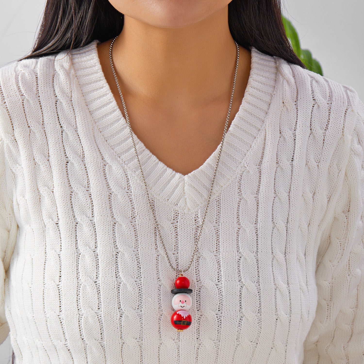 Wholesale Christmas party resin cartoon snowman necklace