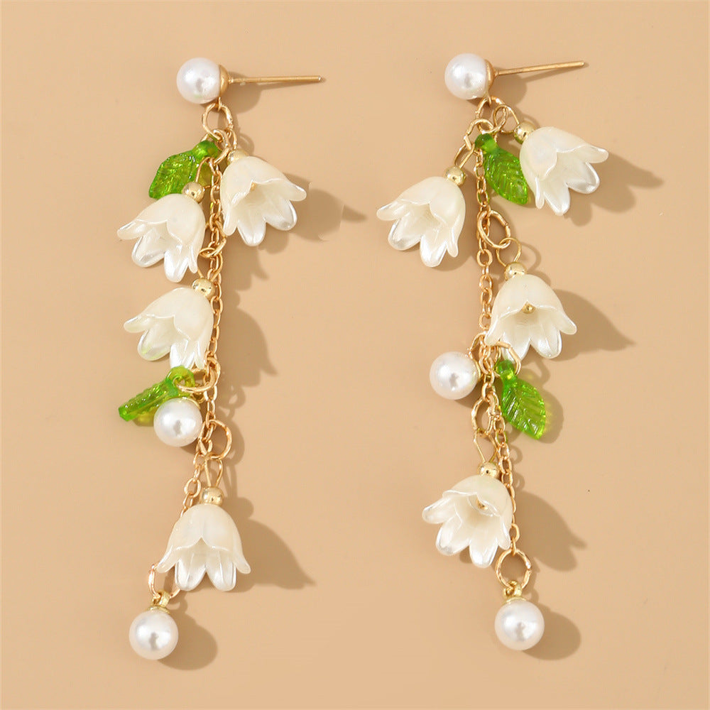 Wholesale Long Tassel Lily of the Valley Necklace Bracelet Earrings Anklet Set