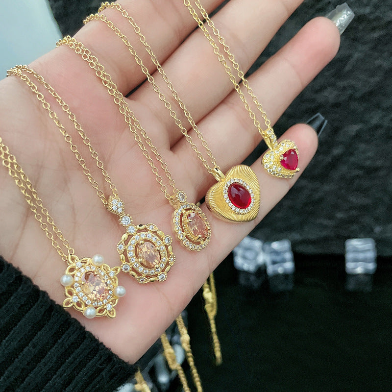 Wholesale inlaid brushed love necklace