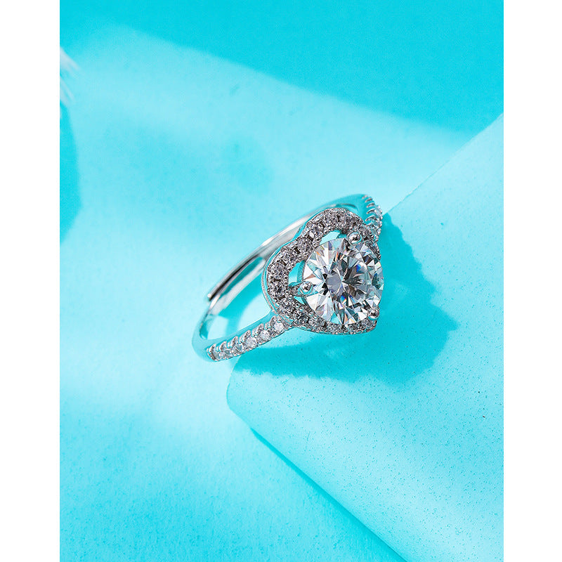Wholesale  2 Karat moissanite diamond ring female sterling silver ring