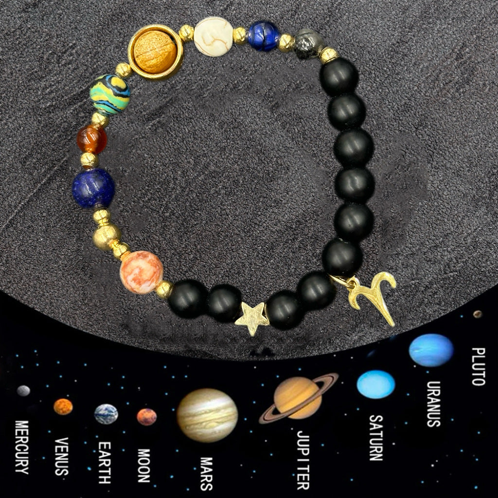 Wholesale Natural stone 12 zodiac sign beaded bracelet