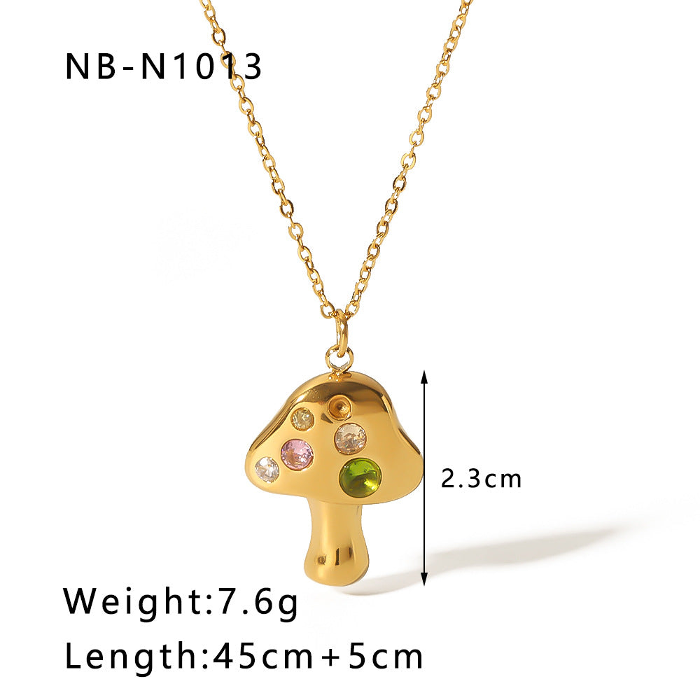 Wholesale colorful geometric zircon pendant stainless steel plated 18K gold necklace