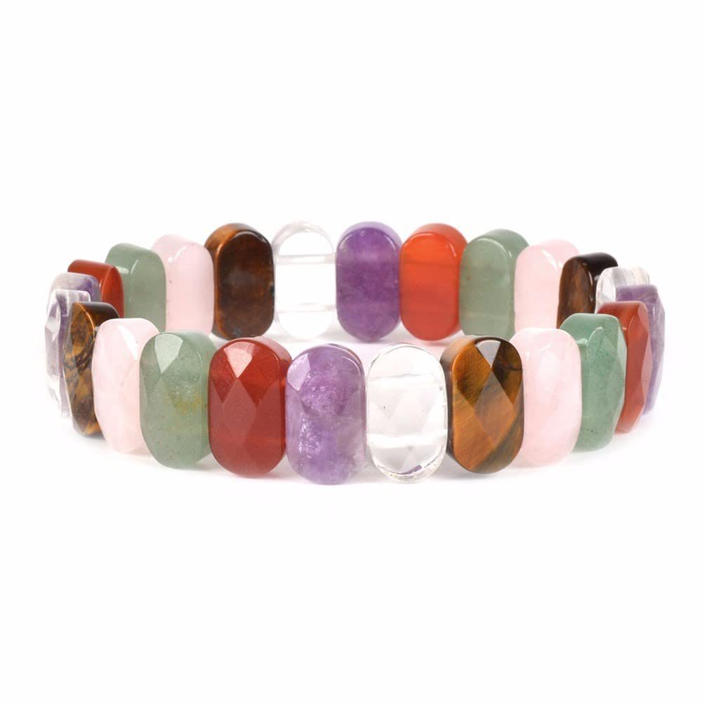 Wholesale Natural Oval Agate Bracelet Shaped Crystal Face Bead Bracelet