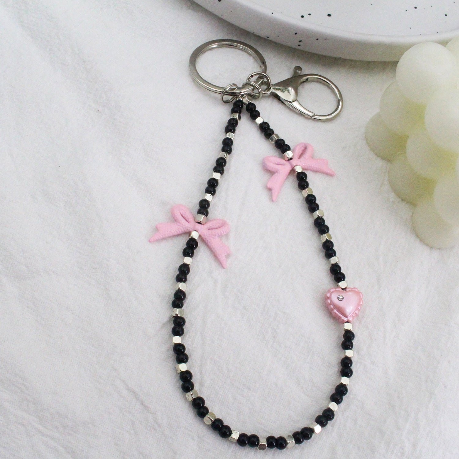 Wholesale Bow Beaded Lanyard Keychains ACC-KC-Jiuxing002