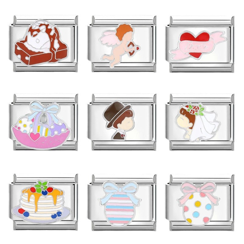 Wholesale Italian Charm Bracelet 9mm DIY Splicing Creative Pattern Titanium Steel Composable Bracelet