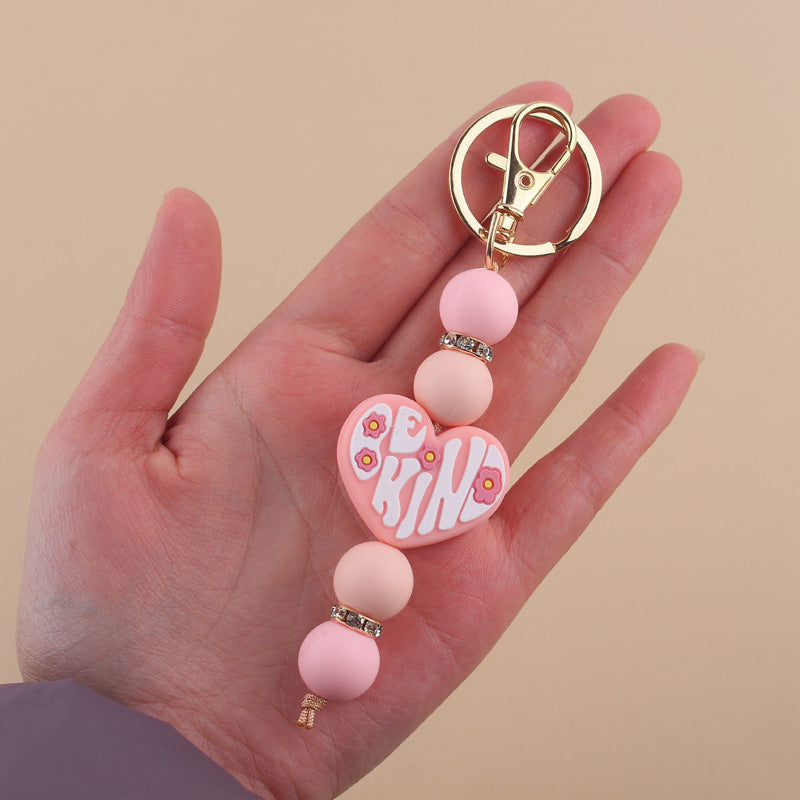 Wholesale Love Silicone Handmade Beaded Keychain ACC-KC-GuangTian010