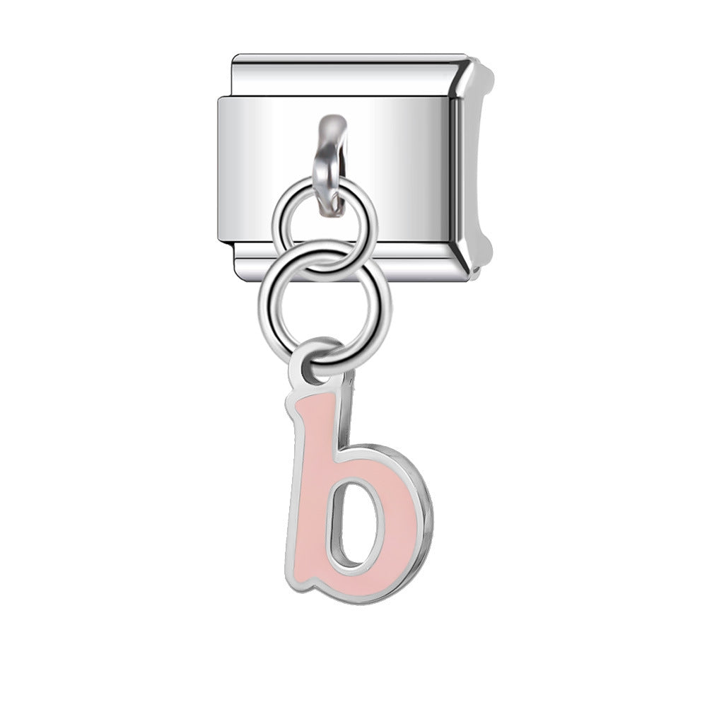 Wholesale Italian Charm Bracelet 9mm DIY Splicing English Letter Name Pendant Stainless Steel Composable Bracelet