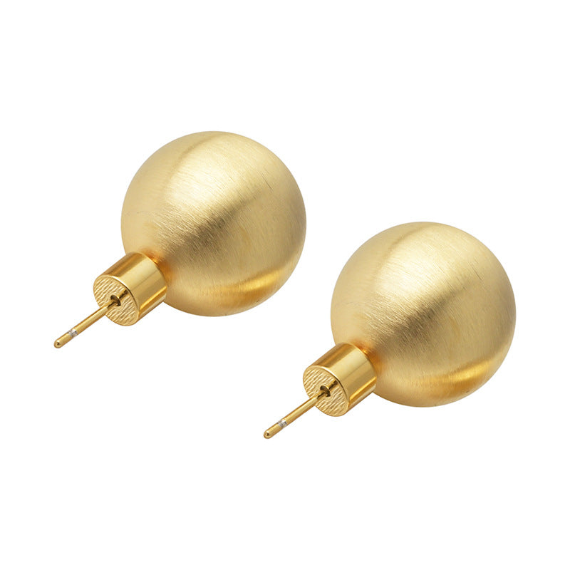 Wholesale Fashion Small Style Wire-drawing Hollow Ball Earrings
