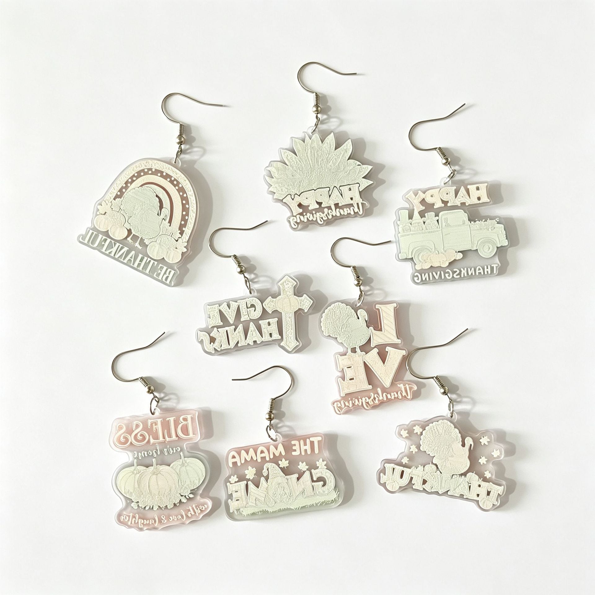 Wholesale Chic Thanksgiving Acrylic Earrings For Women Turkey Pumpkin Letter Design Jewelry Accessory Gift