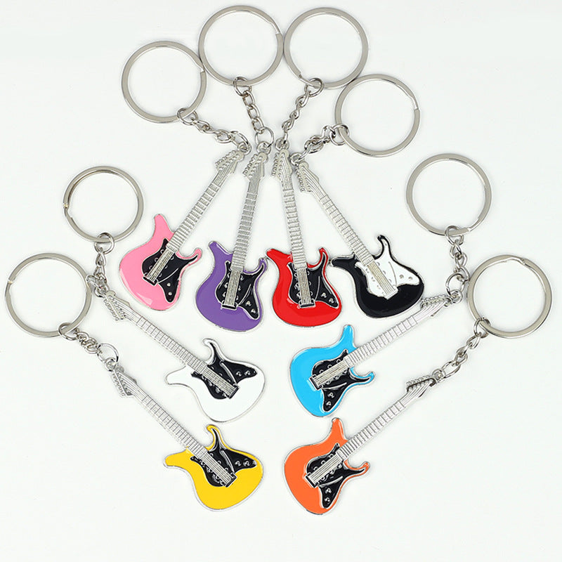 Wholesale Metal Musical Instrument Colorful Guitar Keychains ACC-KC-HongAo013