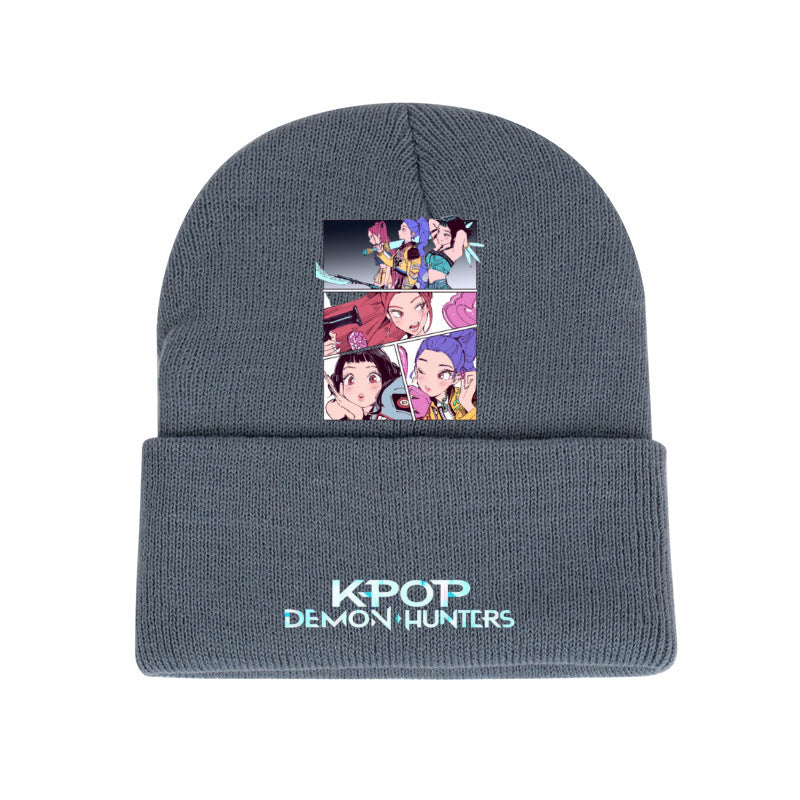 Wholesale kpop anime multicolor knitted beanie hat
