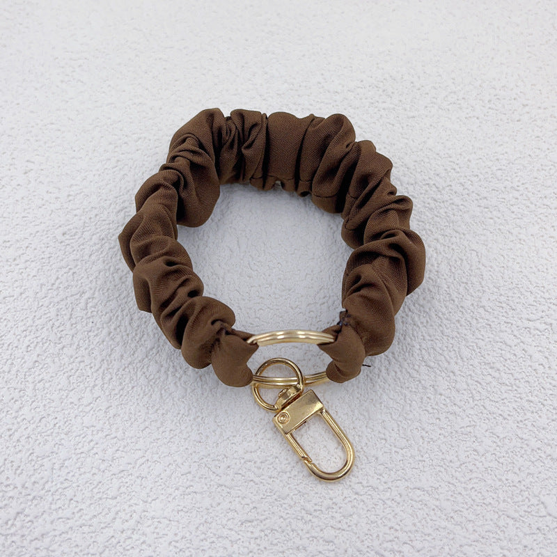 Wholesale Black White Checkered Pleated Alloy Phone Strap Keychain Lanyard Casual Gift