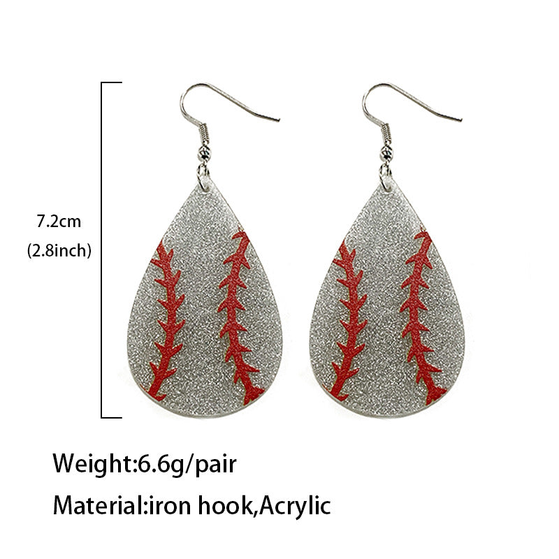 Wholesale  Ball Sports Classic Water Drops Flash Acrylic Earrings