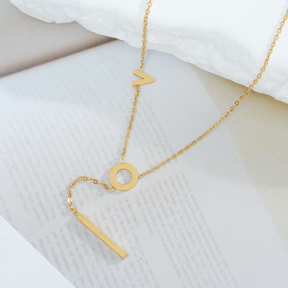 Wholesale Titanium Steel Love Letter Pendant Necklace,  Simple Clavicle Chain Fashion Accessory for Resale