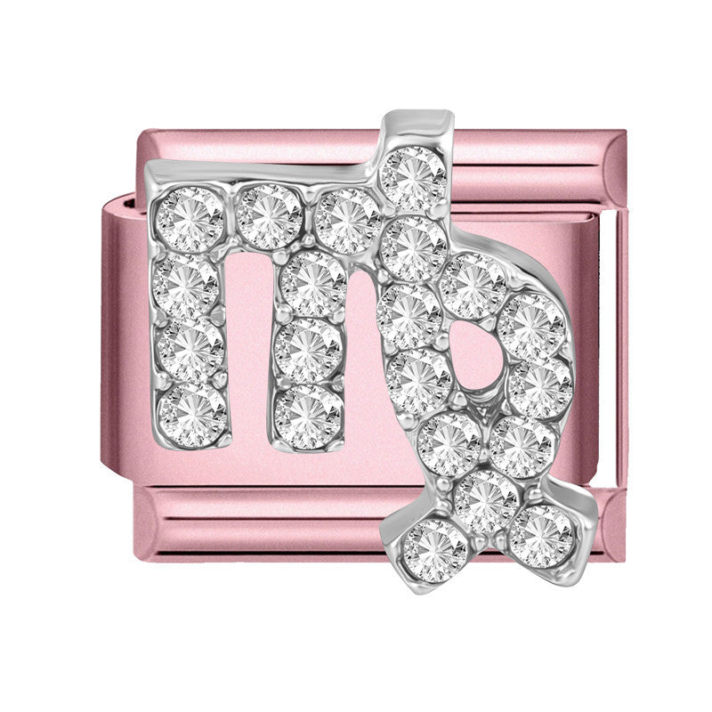 Wholesale Trendy Pink Zodiac Pisces Bracelet Charm Stainless Steel Crystal DIY Jewelry Accessory For Party Gift