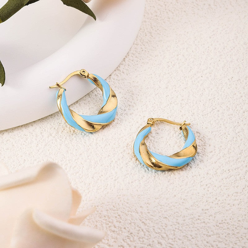 Wholesale Bohemian Beach Style Stainless Steel Earrings Oil Drop Earrings 18k Earrings ACC-ES-Ruix002
