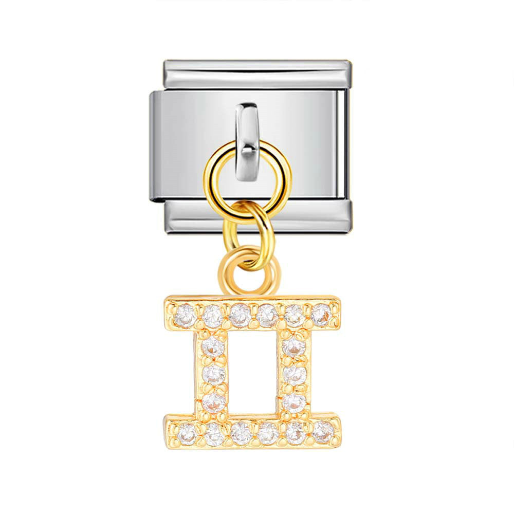 Wholesale 12 Zodiac Signs Rhinestone Pendant Bracelet Stainless Steel Fashion Jewelry Accessory Gift For Boutique Resale