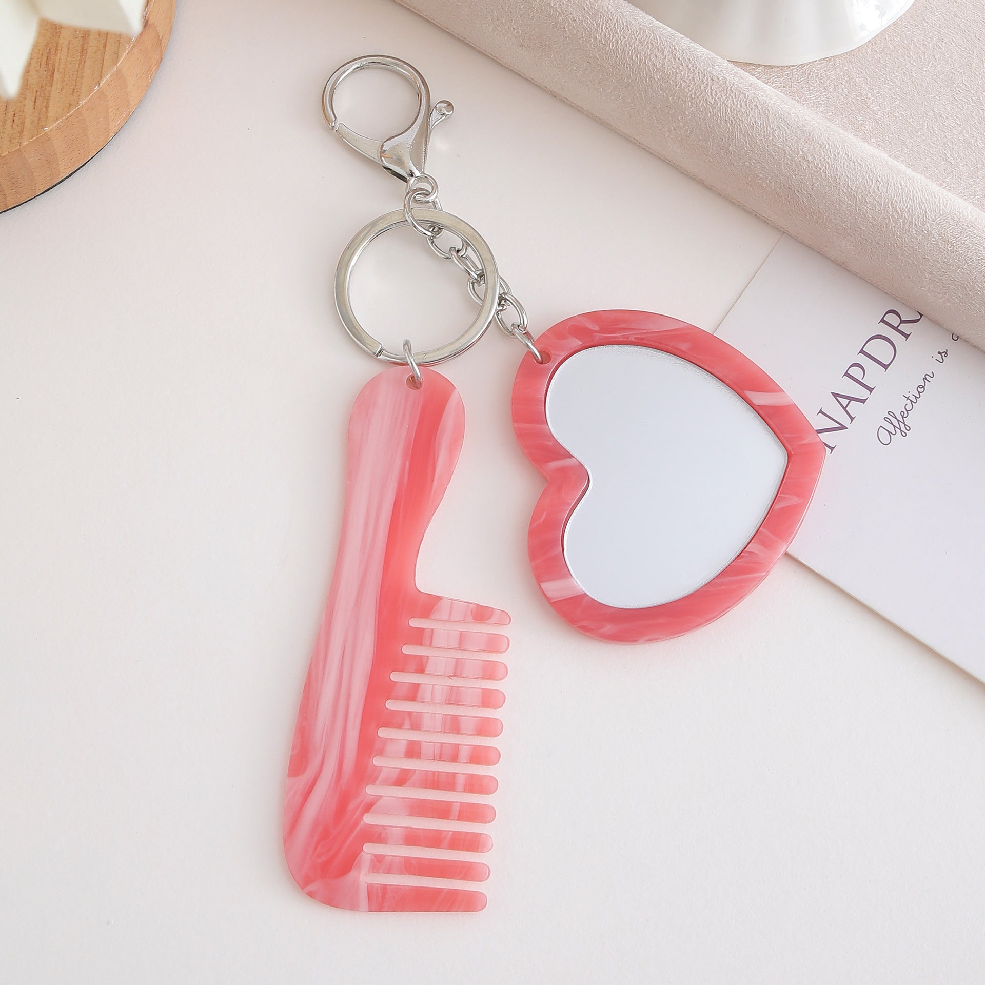 Wholesale Glitter Heart Makeup Mirror Keychain
