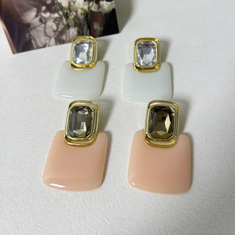 Wholesale  Geometric Square Gem Earrings Retro Simple Stylish Earrings