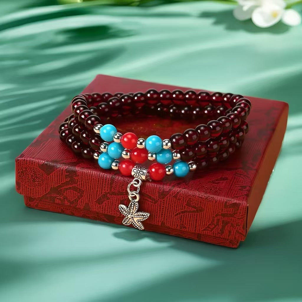 Wholesale Fashion Glass Bead Bracelet,  Ethnic Style Three-Ring Strand,  Travel Souvenir Jewelry Accessory