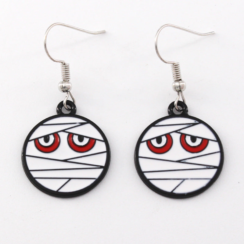Wholesale Halloween Skull Mummy Witch Alloy Oil Drop Earrings ACC-ES-Liyao005