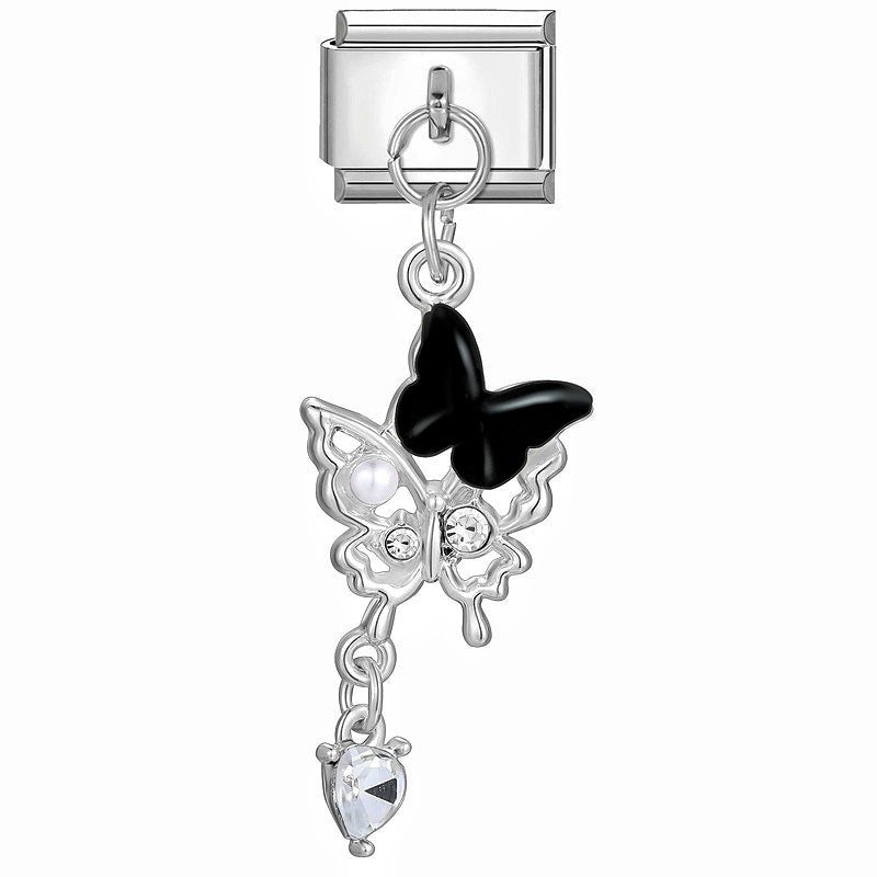 Wholesale Stainless Steel Butterfly Moon Pendant Charm DIY Bracelet Jewelry Making Accessory Boutique Resale