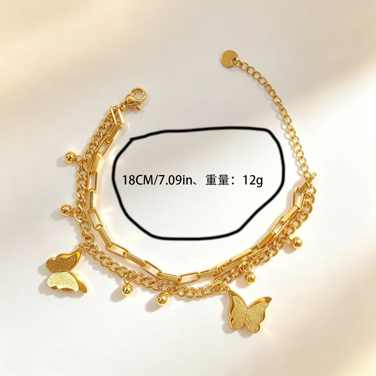 Wholesale Butterfly Matte Titanium Steel Double Layer Chain Bracelet With Gold Beads Women S Jewelry Accessory For Everyday Wear And Boutique Resale