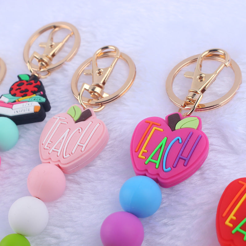 Wholesale Cartoon Teacher Books Apple Silicone Beaded Keychain ACC-KC-GuangTian009