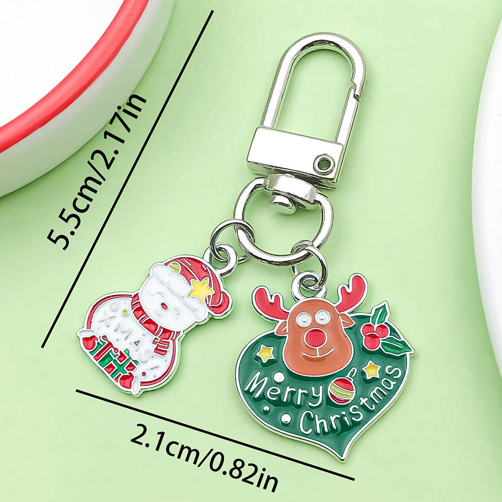 Wholesale Christmas oil drop alloy  snowman bell  keychain