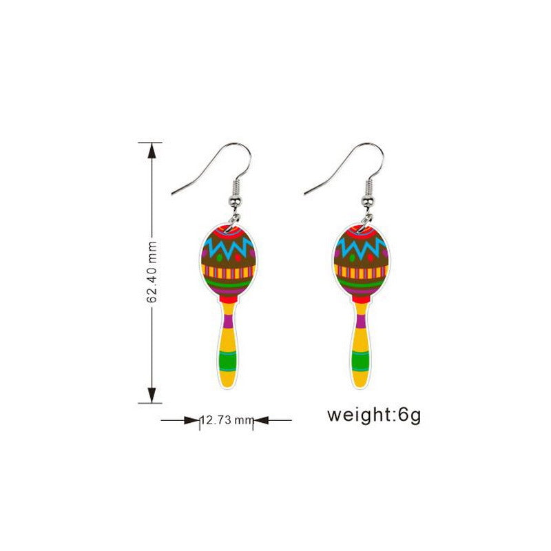 Wholesale Mexican May Day Carnival Chili Rainbow Horse Wine Hat Skull Avocado Acrylic Earrings ACC-ES-XP009