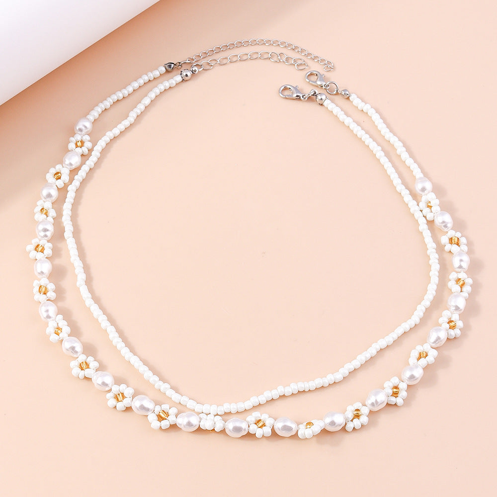 Wholesale Colorful Rice Bead Flower Beaded Necklace ACC-NE-YueSen026