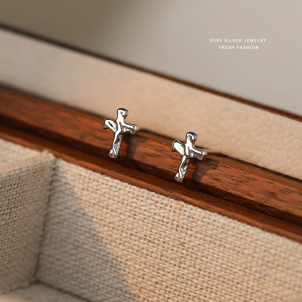 Wholesale Cross S999 Sterling Silver Earrings