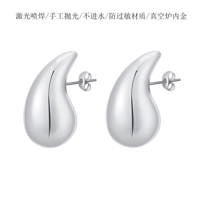 Wholesale Stainless Steel Earrings Hollow Earrings Water Drop Earrings Plated 18K ACC-ES-Chunp003