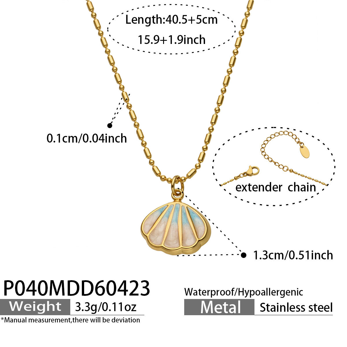 Wholesale Stainless Steel Collarbone Necklace with Shell,  Enamel,  and Faux Pearl Accents