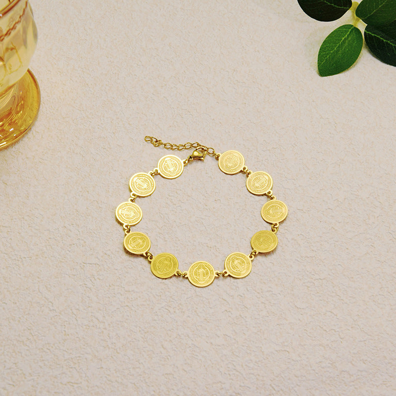 Wholesale  Light Luxury Circle Steel Bead  Stainless Steel Bracelet