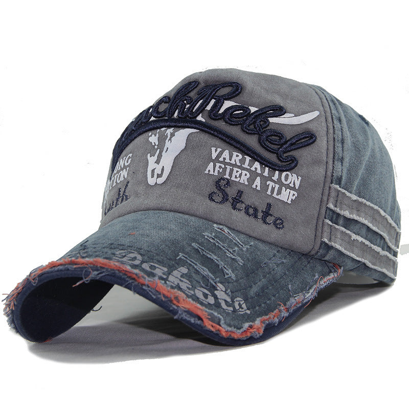 Wholesale Distressed Bull Head Baseball Cap Washed Frayed Brim Sun Hat Unisex Trendy Fashion Accessory Gift