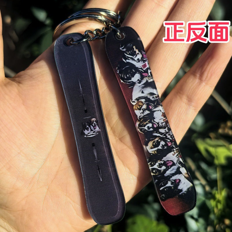 Wholesale Skiers with snowboard snowboard acrylic keychain