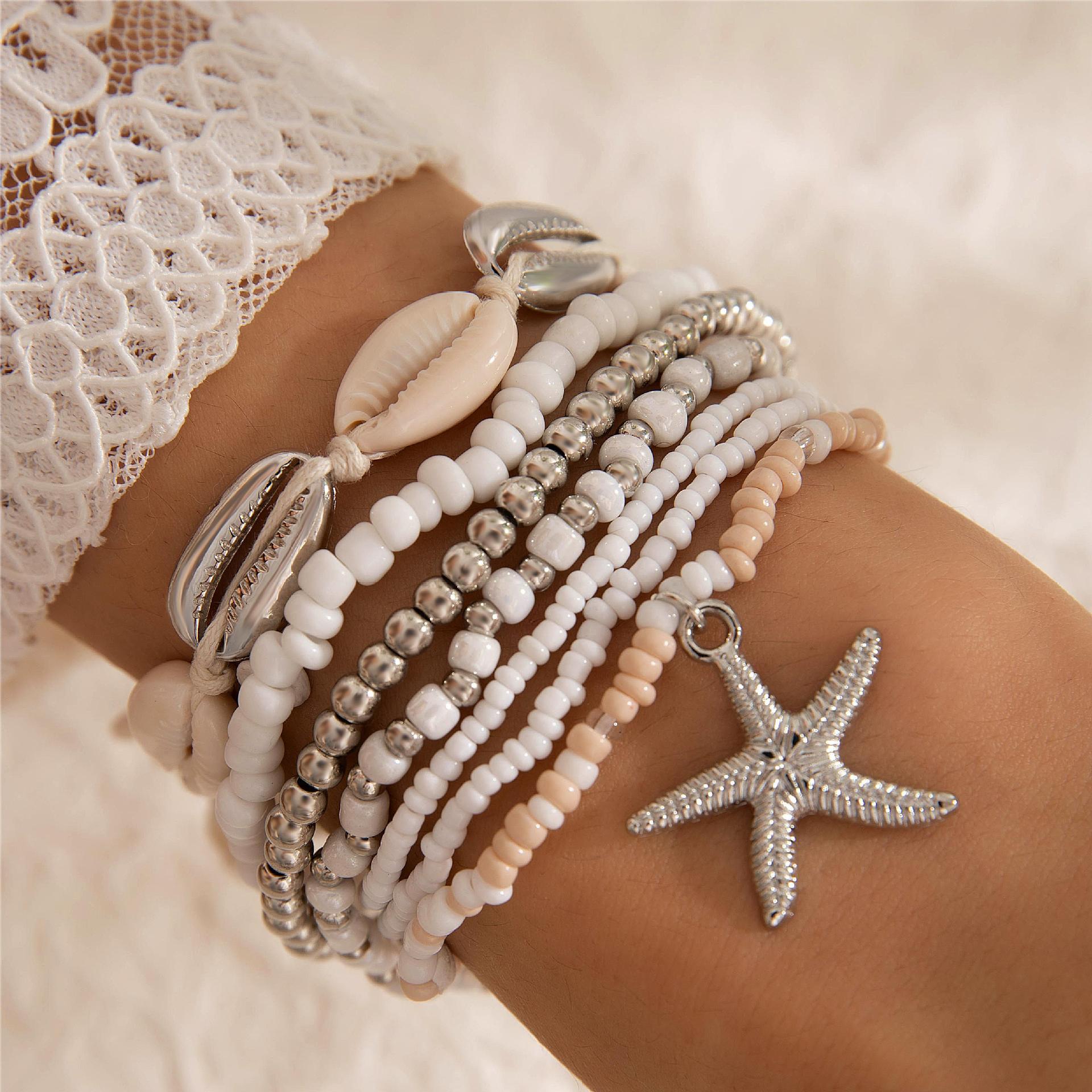 Wholesale  Bohemian Holiday Style Shell Beaded Braided Bracelet