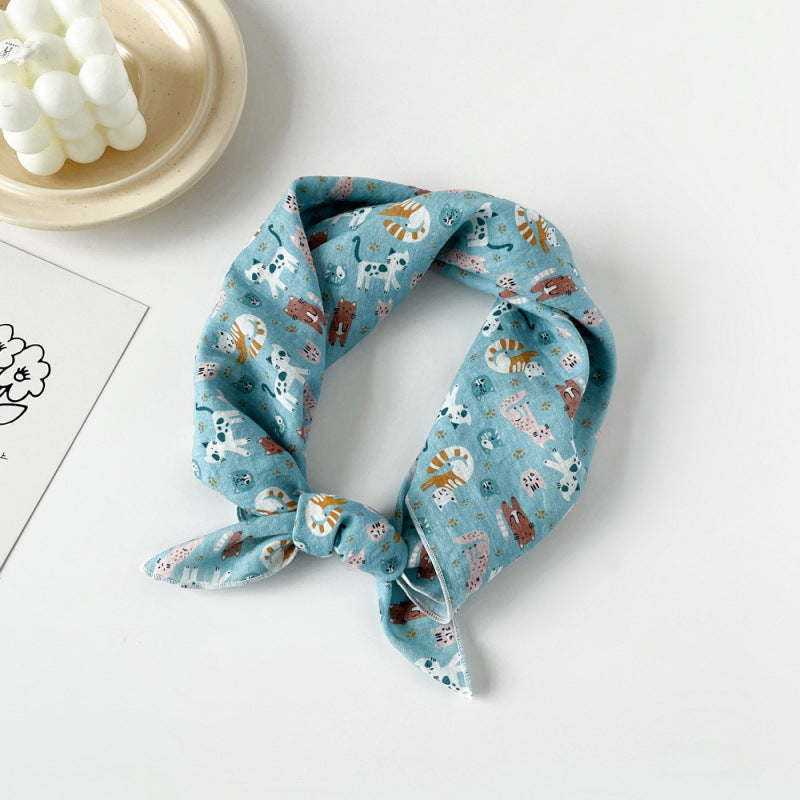 Wholesale Cotton blue cashew scarf small square scarf