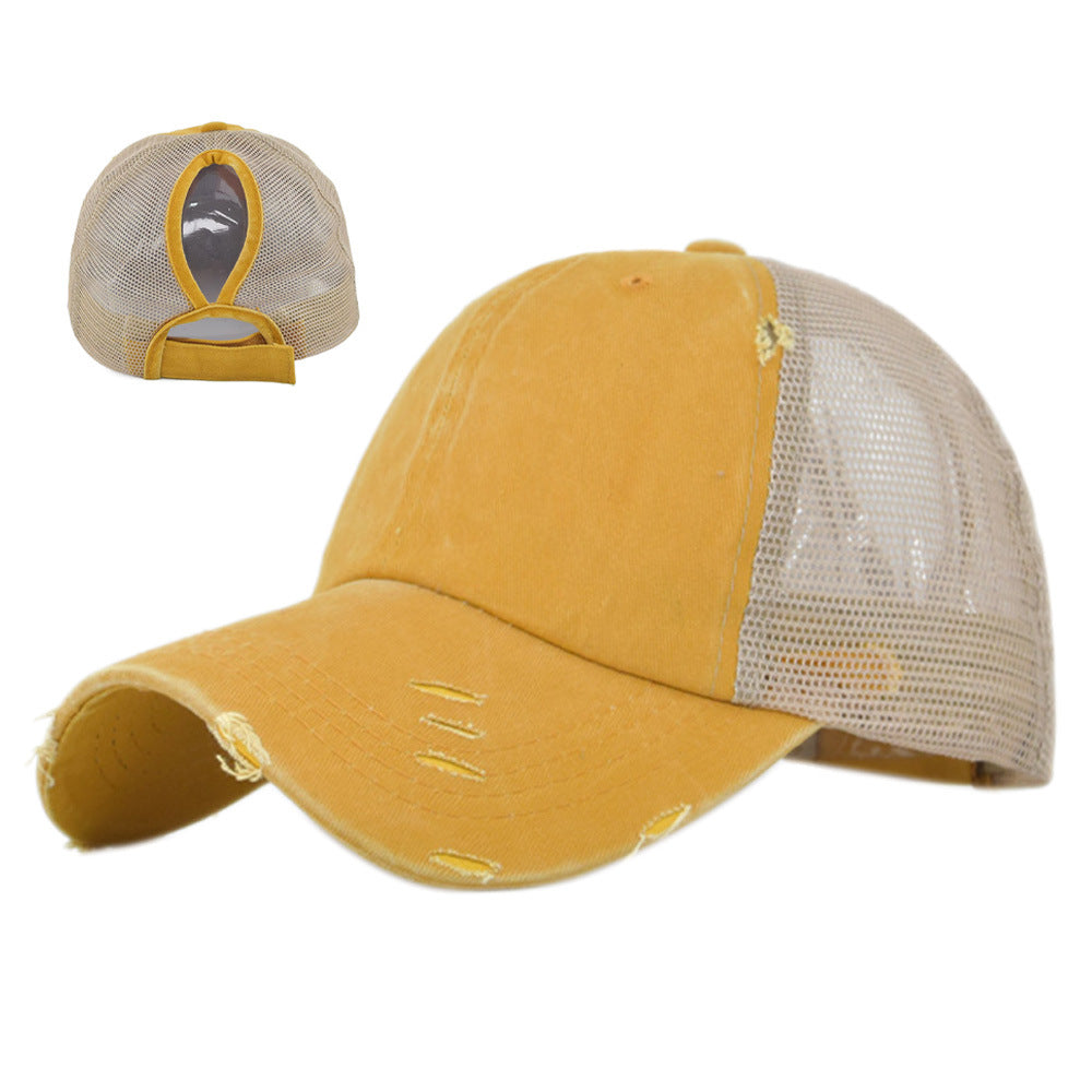 Wholesale Distressed Soft Top Vintage Ponytail Hole Baseball Cap ACC-HT-YMX014