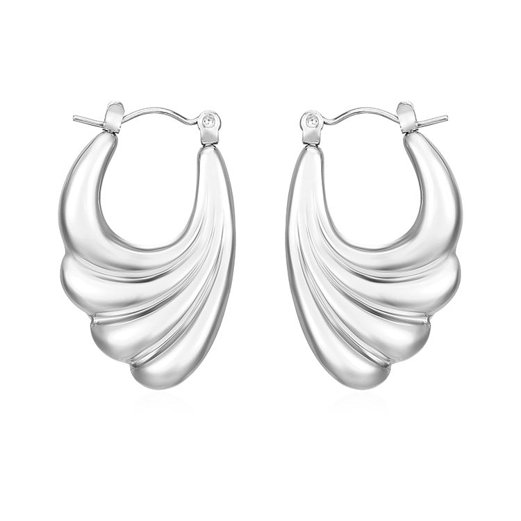 Wholesale Retro Wave Wings Stainless Steel 18K Gold Plated Earrings ACC-ES-MuShan024